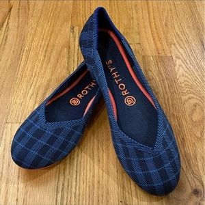 Rare & Retired Authentic Indigo Ginhgam Rothy’s, EUC, 9